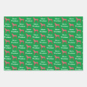 グレートデーンドッグシルエットグリーンウメリーォーフマス ラッピングペーパーシート (正面)