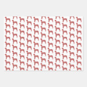 グレートデーンドッグシルエットレッドウメリーーフマス ラッピングペーパーシート (正面3)