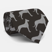 グレートデーンドッグシルエット模様グレーと黒 ネクタイ (ロール)