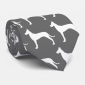 グレートデーンドッグシルエット白灰色 ネクタイ (ロール)