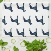 グレートデーンドッグブラックウォーターカラーシルエット キッチンタオル (折り畳み)