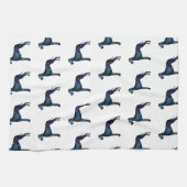 グレートデーンドッグブラックウォーターカラーシルエット キッチンタオル (横)