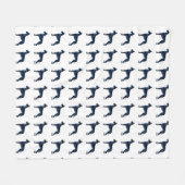 グレートデーンブラックウォーターカラーシルエット フリースブランケット (正面(横))