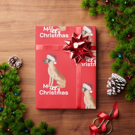 グレートデーンホリデークリスマスサメリーンタハット ラッピングペーパー (クリスマスギフト)