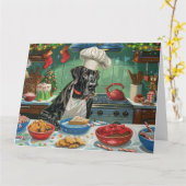 グレートデーンホリデーベーキング:フェスティバルクリスマス カード (黄色い花)