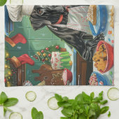 グレートデーンホリデーベーキング:フェスティバルクリスマス キッチンタオル (折り畳み)