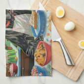 グレートデーンホリデーベーキング:フェスティバルクリスマス キッチンタオル (四つ折り)