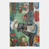 グレートデーンホリデーベーキング:フェスティバルクリスマス キッチンタオル (縦)