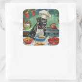 グレートデーンホリデーベーキング:フェスティバルクリスマス スクエアシール (バッグ)