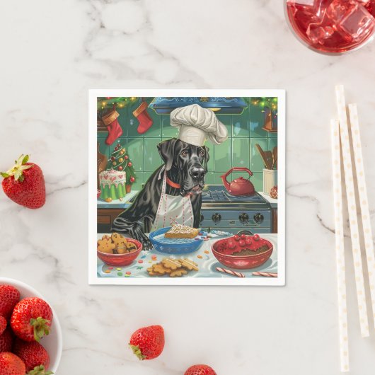 グレートデーンホリデーベーキング:フェスティバルクリスマス スタンダードカクテルナプキン (インサイチュ)