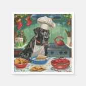 グレートデーンホリデーベーキング:フェスティバルクリスマス スタンダードカクテルナプキン (正面)