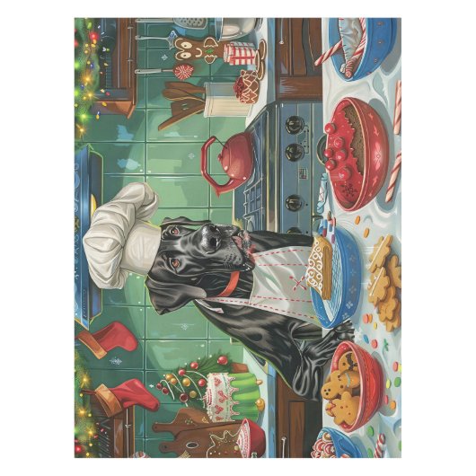 グレートデーンホリデーベーキング:フェスティバルクリスマス テーブルクロス (正面)