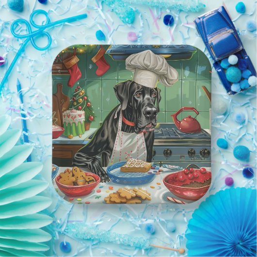 グレートデーンホリデーベーキング:フェスティバルクリスマス ペーパープレート (パーティー)