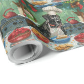 グレートデーンホリデーベーキング:フェスティバルクリスマス ラッピングペーパー (ロールコーナー)