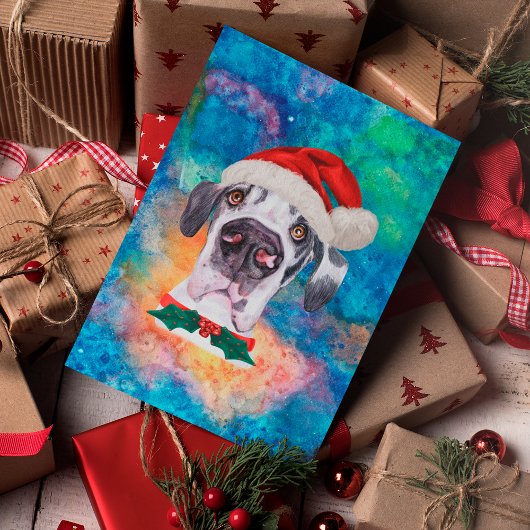 グレートデーン犬のクリスマス シーズンポストカード