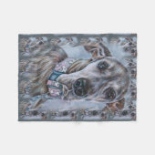 グレートデーン犬のスケッチ犬の芸術 フリースブランケット (正面(横))