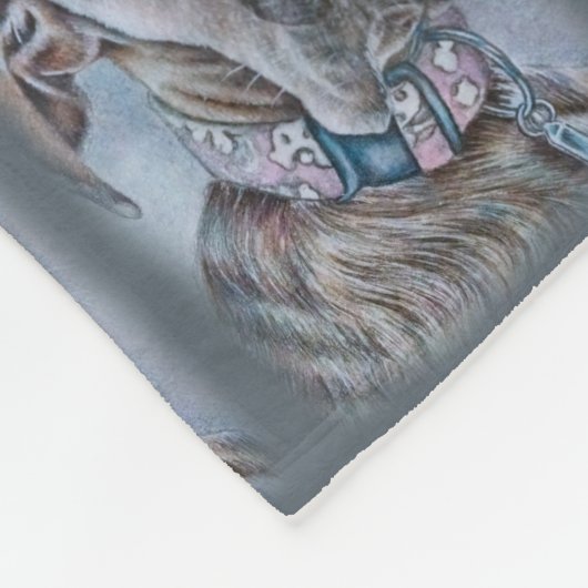 グレートデーン犬のスケッチ犬の芸術 フリースブランケット (角)