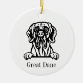 グレートデーン犬のパーソナライズされたペットオーナメント、Cuセラム セラミックオーナメント (正面)