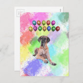 グレートデーン犬の新年おめでとう シーズンポストカード (正面/裏面)