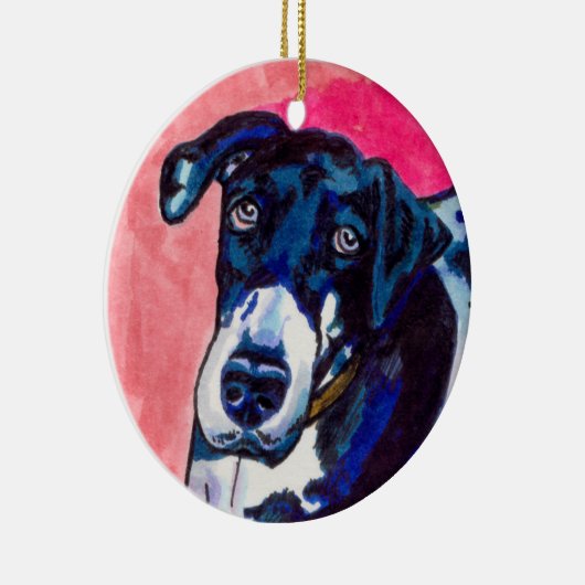 グレートデーン犬の芸術かわいい元のインクスケッチ セラミックオーナメント (右)