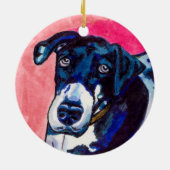 グレートデーン犬の芸術かわいい元のインクスケッチ セラミックオーナメント (裏面)
