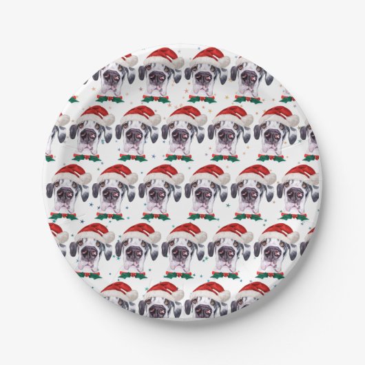 グレートデーン犬種のクリスマススター ペーパープレート (正面)