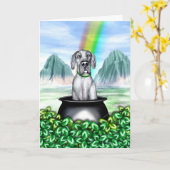 グレートデーン青いUCのポットOの金ゴールド カード (黄色い花)