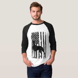 グレートデーン アメリカ国旗 3/4袖 野球Tシャツ Tシャツ