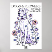 グレートデーン・アートプリント 犬と花 ポスター (正面)