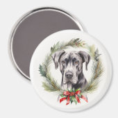 グレートデーン クリスマスリース クリスマスの愛犬 マグネット (正面/裏面)