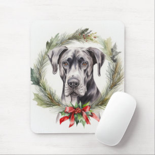 グレートデーン クリスマス リース クリスマスの愛犬 マウスパッド