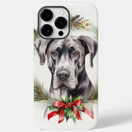 グレートデーン クリスマス リース クリスマスの愛犬 Case-Mate iPhoneケース (裏面)
