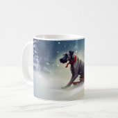 グレートデーン クリスマス 雪 冬 コーヒーマグカップ (正面左)