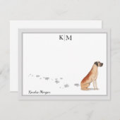 グレートデーン·グレイ·モ縁どノグラム·ユーザー·ネーム ノートカード (正面/裏面)