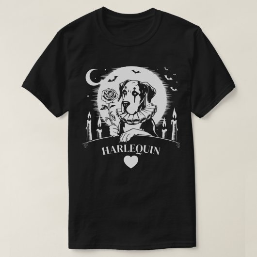 グレートデーン ハーレクイン ハート Tシャツ (デザイン正面)