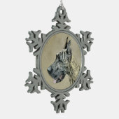 グレートデーン(ブリンドル)絵画ズ-オリジナルドッグアート スノーフレークピューターオーナメント (左)