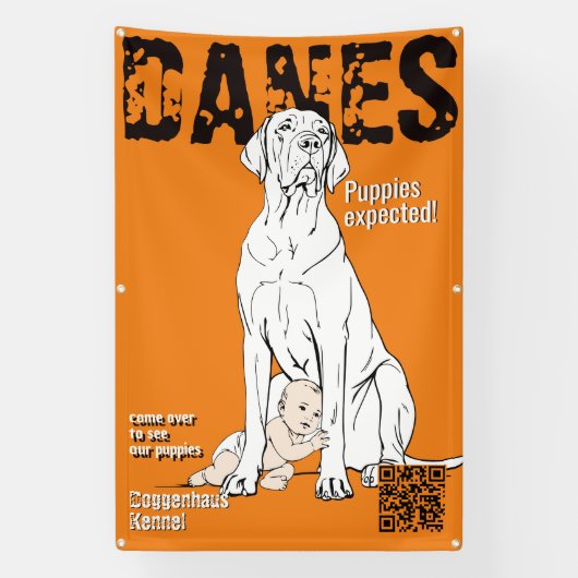 グレートデーン・マガジン風バナー 子犬販売中 横断幕 (縦)