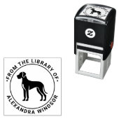 グレートデーン 犬のシルエット 本の名前 ライブラリ ブック 名前 セルフインキングスタンプ (インサイチュ)