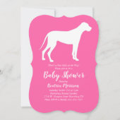 グレートデーン 犬 赤ちゃんの歓迎会 ピンク 女の子 招待状 (正面)