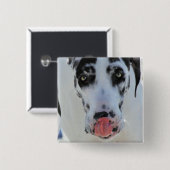 グレートデーン-道化師-は私の舌私の鼻に触れます 缶バッジ (正面&裏面)