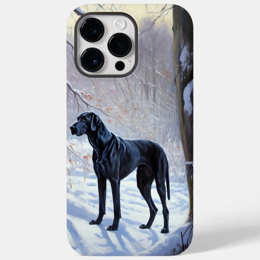 グレートデーン 雪を降らせて クリスマス Case-Mate iPhoneケース (裏面)