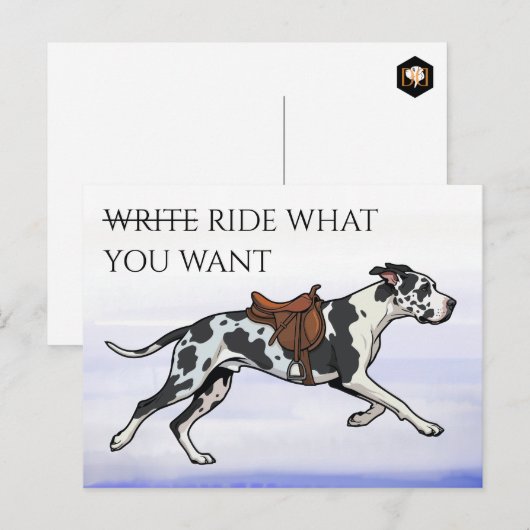 グレートデーン Write or Ride ポストカード (正面/裏面)