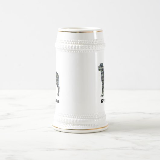 グレートドッグシルエットイエロー&ブラックグリッド線 ビールジョッキ (中央)