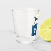 グレートドッグシルエット&ポーY&Bグリッド ショットグラス (左)