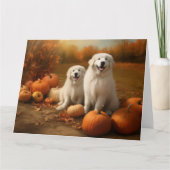グレートピレニーズの子犬 オータムデライト パンプキン カード (正面)