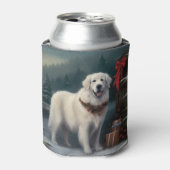 グレートピレニーズの犬と雪のクリスマス 缶クーラー (缶正面)