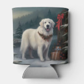 グレートピレニーズの犬と雪のクリスマス 缶クーラー (裏面)