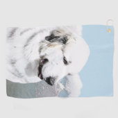 グレートピレニーズの絵画 - オリジナルの犬のアート ゴルフタオル (横)