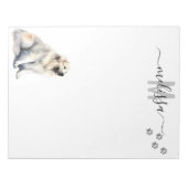 グレートピレニーズ 水彩画 モノグラム 個人用 ノートパッド (正面)