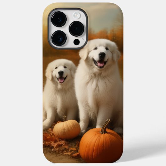 グレートピレネー子犬の秋の喜びパンプキン Case-Mate iPhoneケース (裏面)